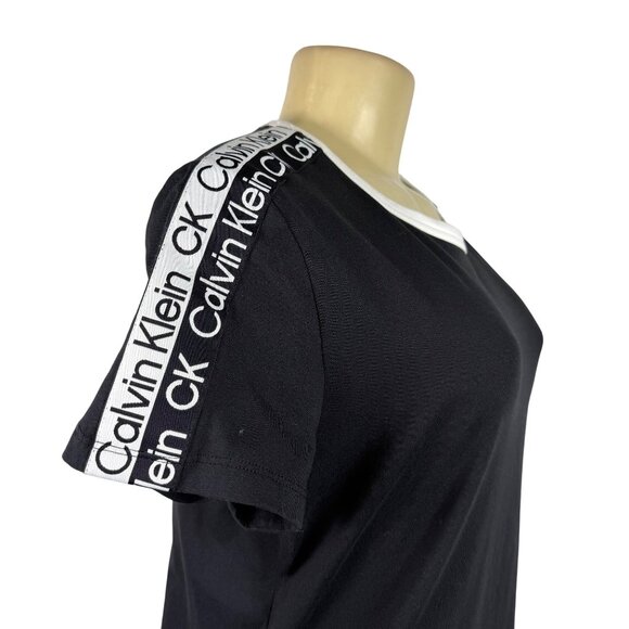 Calvin Klein Women's Black Cotton Logo T-Shirt Dress Size M Casual Style - New - Picture 5 of 11